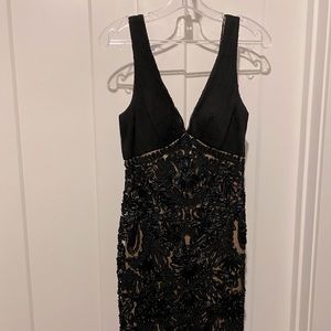 Sue Wong black beaded lace dress